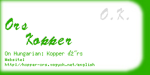 ors kopper business card